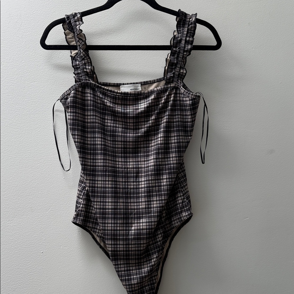 Heatherly Plaid and Ribbed Bodysuit